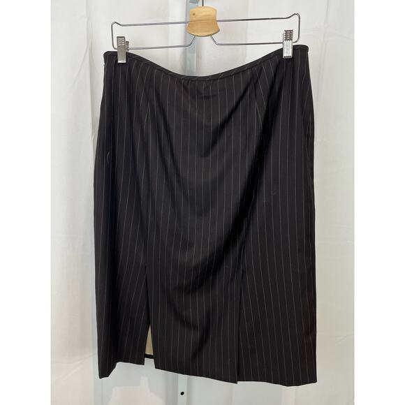 MARIA PINTO Size 16 Two Piece Suit Jacket Straight Skirt Pinstripe Kona Brown - Picture 9 of 16